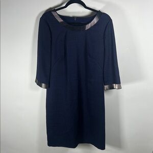 Adrianna Papell Navy Dress with Silver Trim